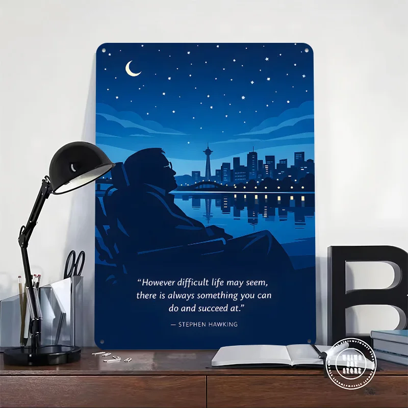 Stephen Hawking Inspirational Quote 3D Printed Texture Poster Personalized Wall Art Retro Metal Tin Signs for Room Ornaments
