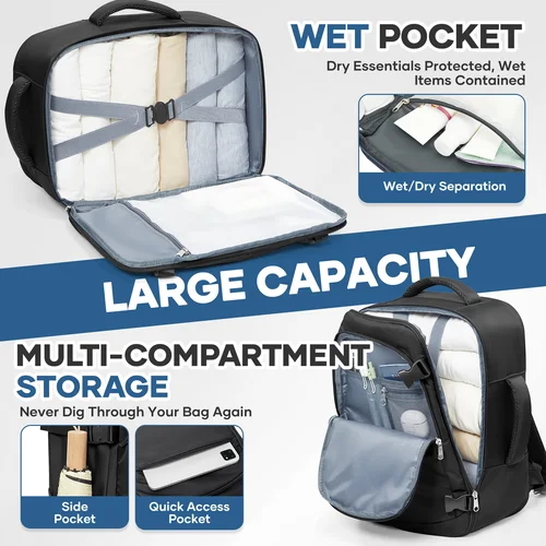 Imagen 2 del producto Mochila de viaje debajo del asiento Ryanair 40x20x25, mochila de viaje para avión, cómoda mochila para ordenador portátil para hombres al aire libre, bolsa de mano para exteriores