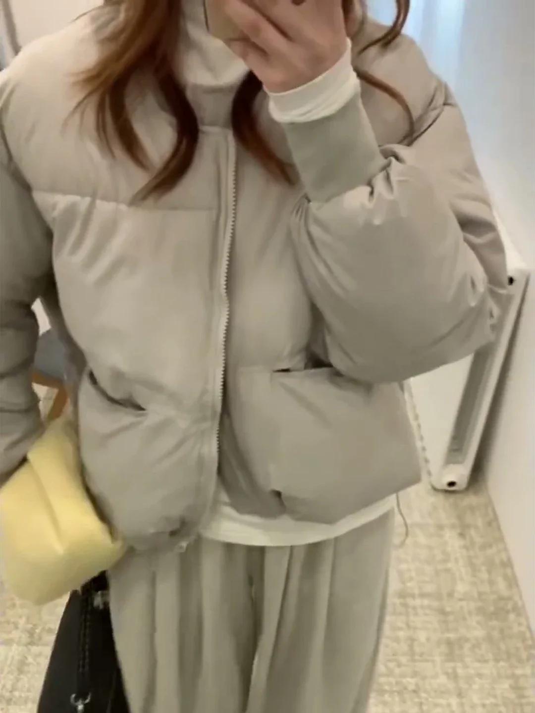 Casual Sle Version coréenne ort longueur fermeture à glissière hiver Thiened coton femmes ample chaud manteau rond