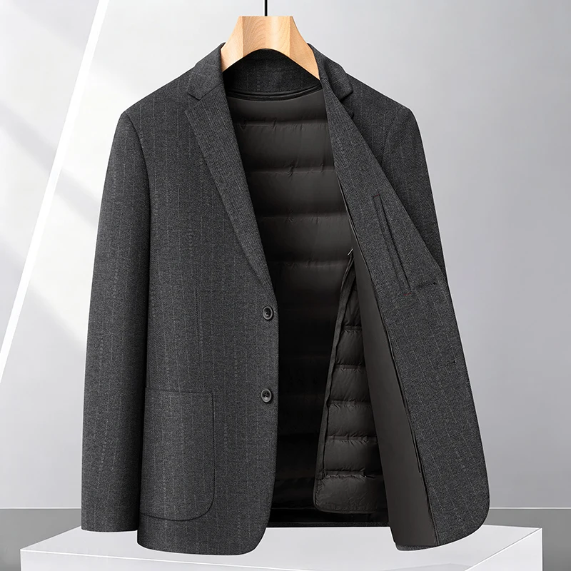 2026 autumn and winter new men's wool jacket with detachable inner men liner down coat plus size casual down jacket for male