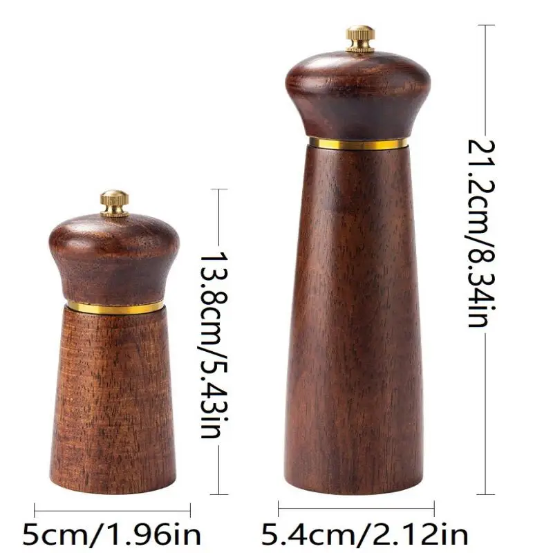 Adjustable Ceramic Salt and Pepper Grinder 1Pcs Wooden Handheld Spice Mill for Dining Cooking Seasoning
