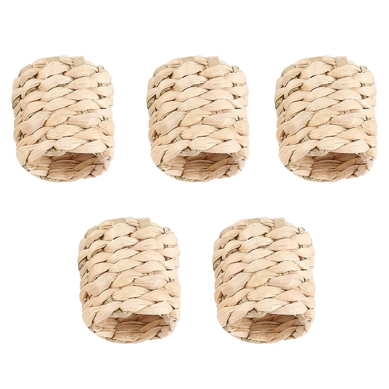 Portatovagliolo intrecciato in paglia Rush, portatovagliolo intrecciato fatto a mano, portatovagliolo con fibbia per tovagliolo della fattoria per natale, uso quotidiano