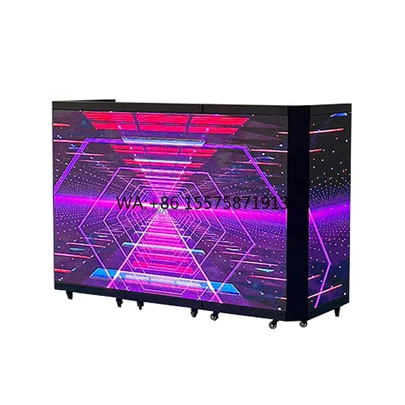 Foldable Rolling P3.91 Digital LED Display Stage DJ Stand Booth Facade Dj Booth Led Screen for Event Dicso Bar