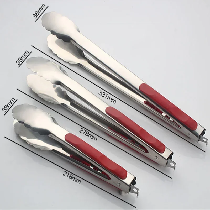 Stainless Steel BBQ Grilling Tong Salad Bread Serving Tong Non-Stick Kitchen Barbecue Grilling Cooking Tong Kitchen Accessories