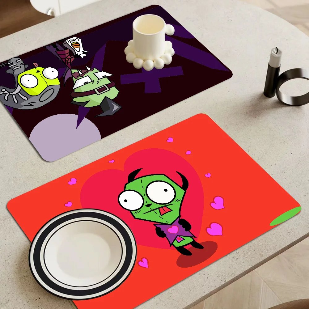 Invader Zim Hippie Non-slip Fast Water Absorption Anti-scalding Imitation Tile Printing Coffee Machine Draining Pad