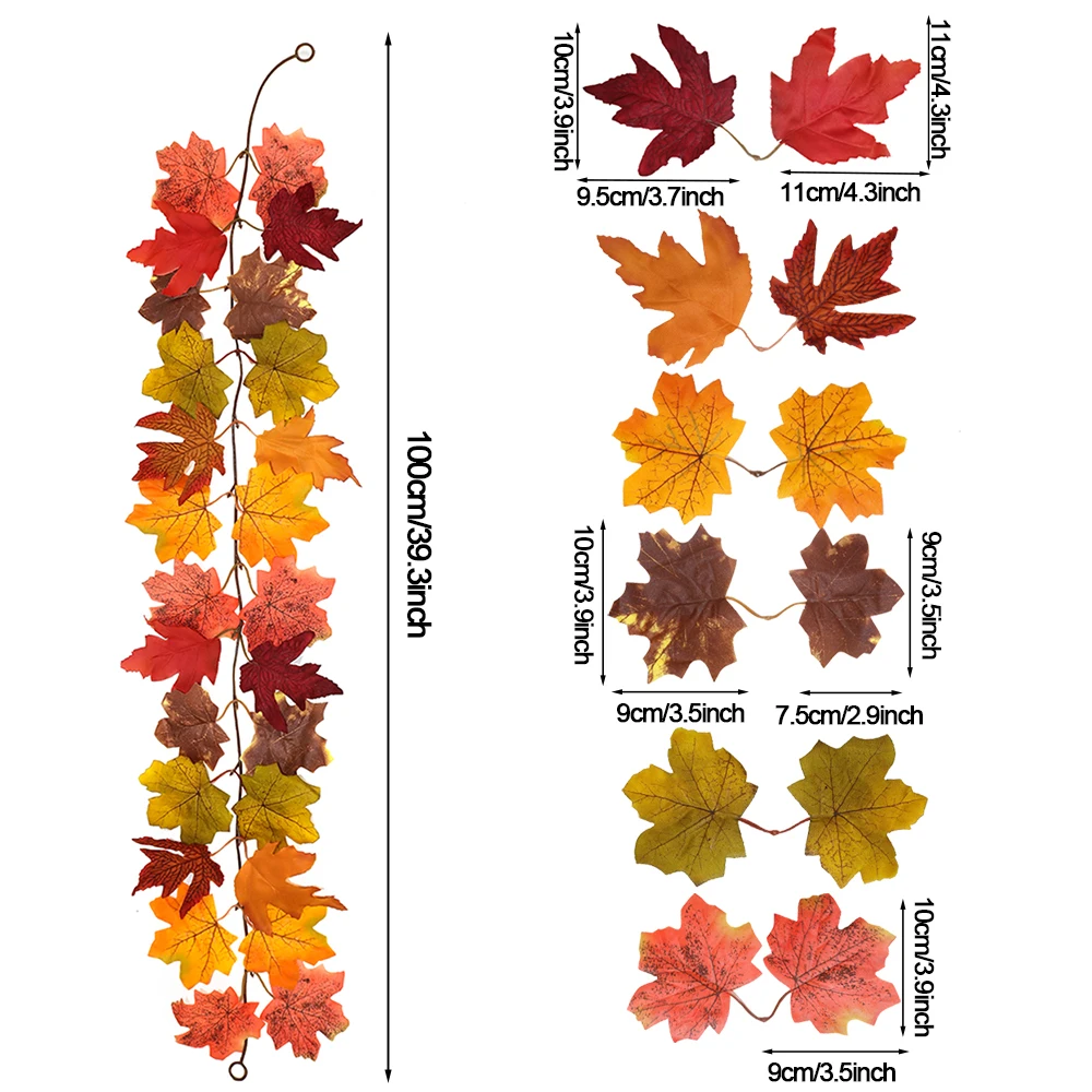 Thanksgiving Dekorationen Herbst Ahorn Rebe Girlande Künstliche Herbst Herbst Laub Girlande Hochzeit Kamin Dekor Halloween Party – Detail 20