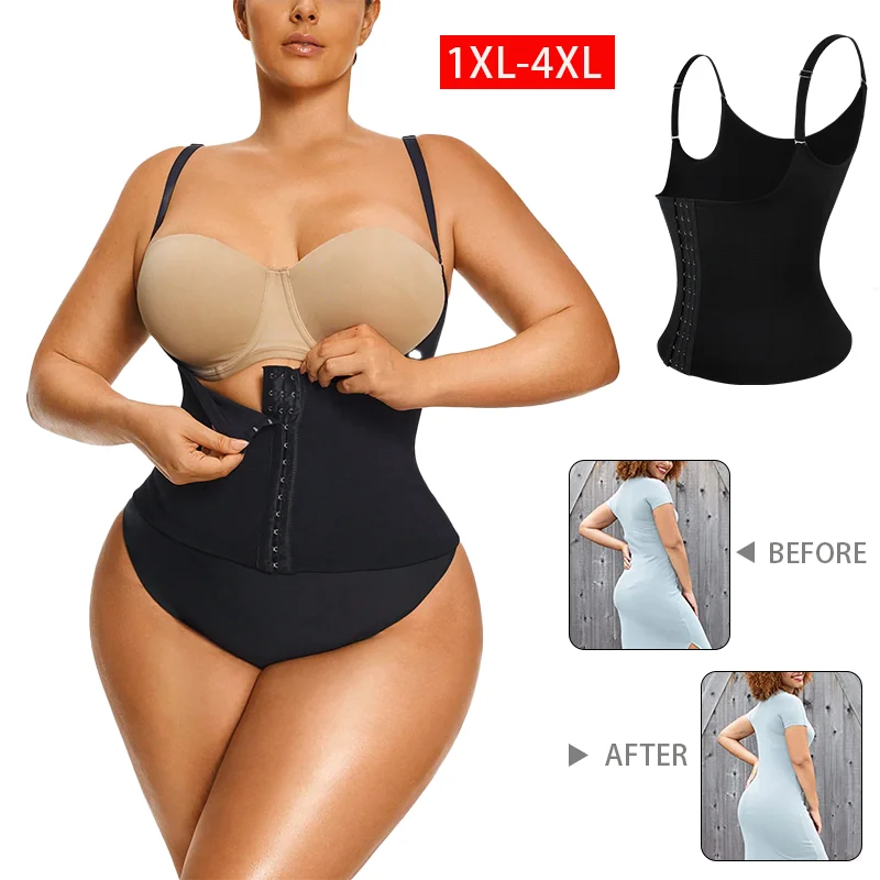 

Women Plus Size Open Bust Bodysuit Flat Belly Shaping Corset Front Hook Closure Underwear High Waist Trimmer Tummy Control Fajas