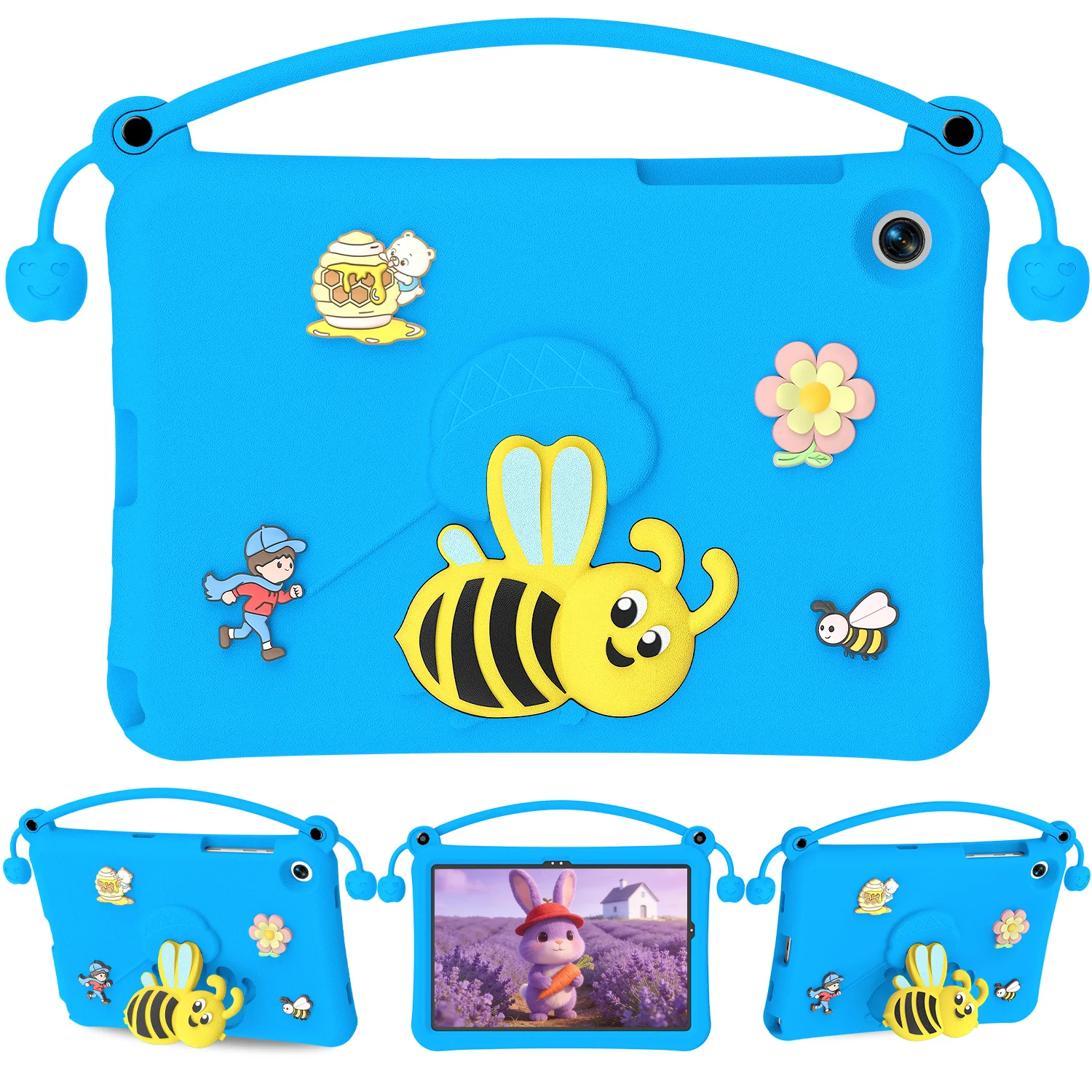 

For Samsung Galaxy Tab A11+ / A9+ EVA Case Bee Style Kickstand Tablet Cover with Carry Handle - Blue