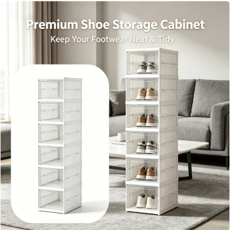 

6-уровневый складной шкаф для обуви, не требующий сборки, пластиковый, пылезащитный, разборный, органайзер для обуви для дома