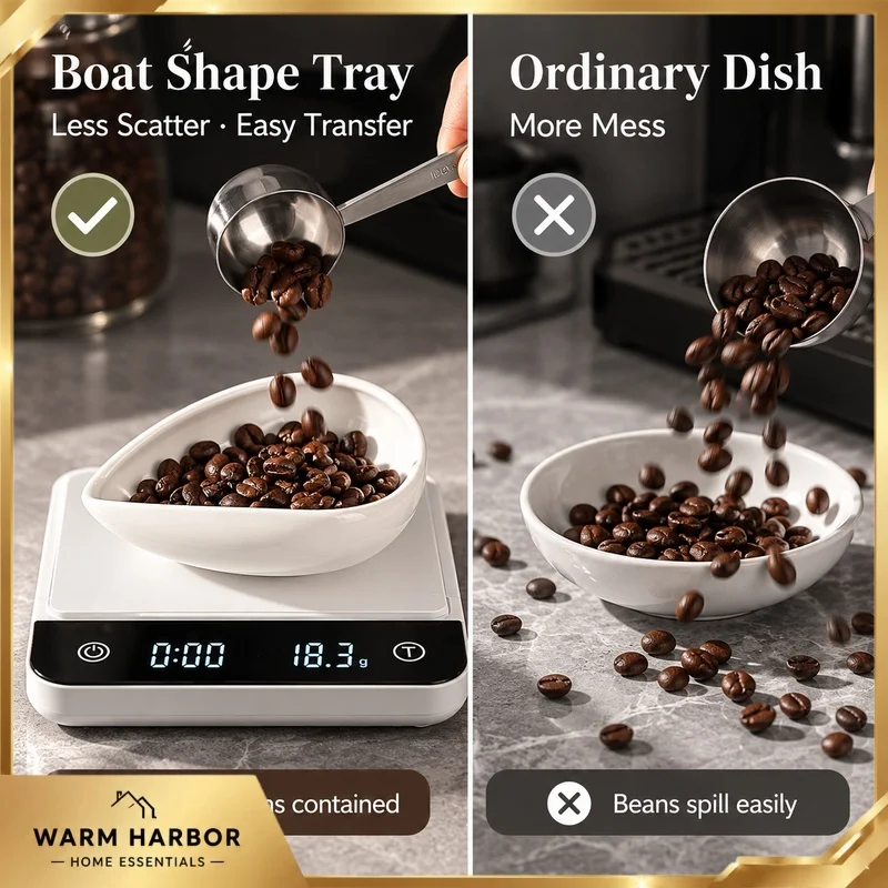 Ceramic Coffee Bean Dosing Tray Boat Shape Weighing Dish Measuring Cup Anti Scatter Bean Catcher For Espresso Pour Over Barista