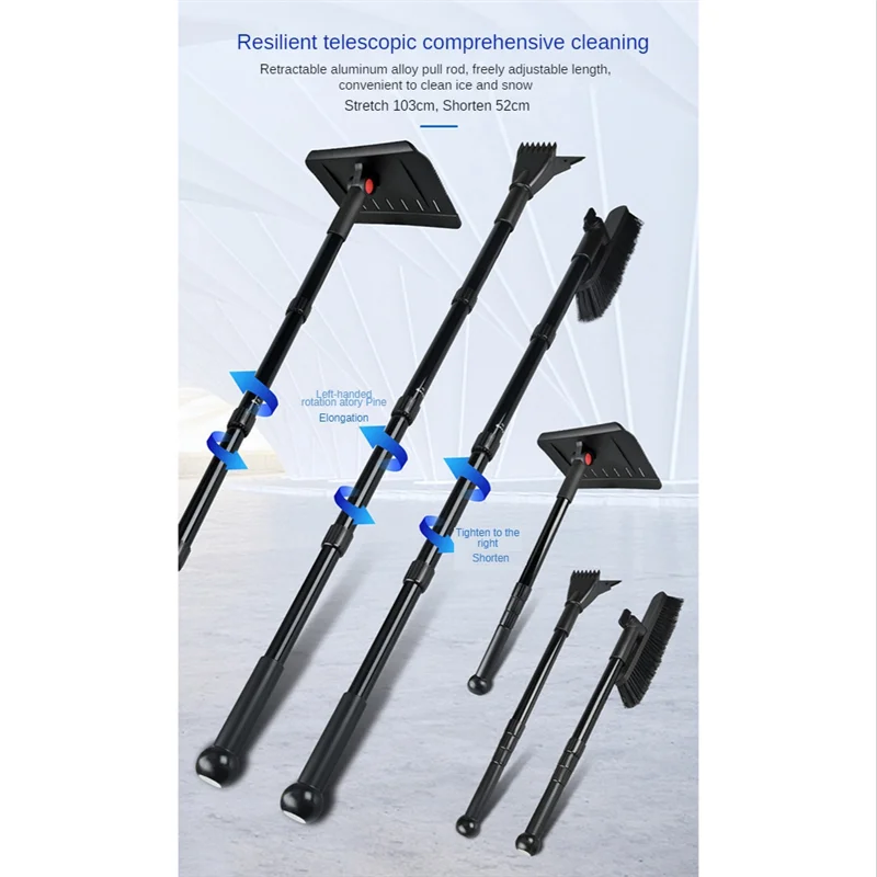PZHI-Snow Removal Kit Car De-Ice Snow Thrower Retractable Snow Shovel Kit