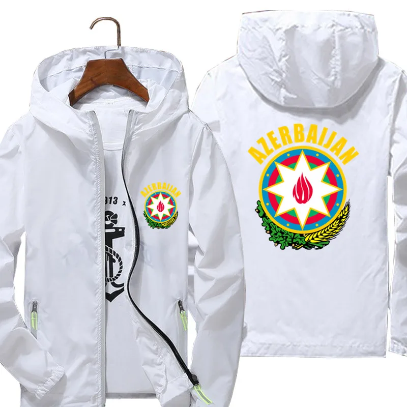 Azerbaijan Coat Of Arms Men's Ultra Light Hooded Jacket Thin Windbreaker Reflective Skin Coat Sunscreen Casual Jackets