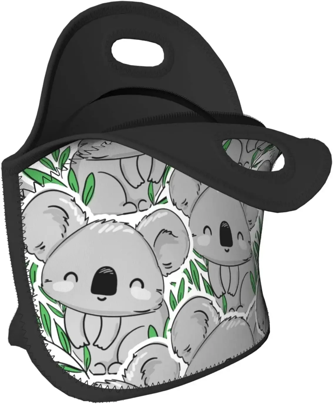 Retro Lunch Bag Koala und Blätter Neopren Lunch Bag isoliert Lunch Box Tote für Erwachsene/Kinder/Reisen/Picknick/Arbeit