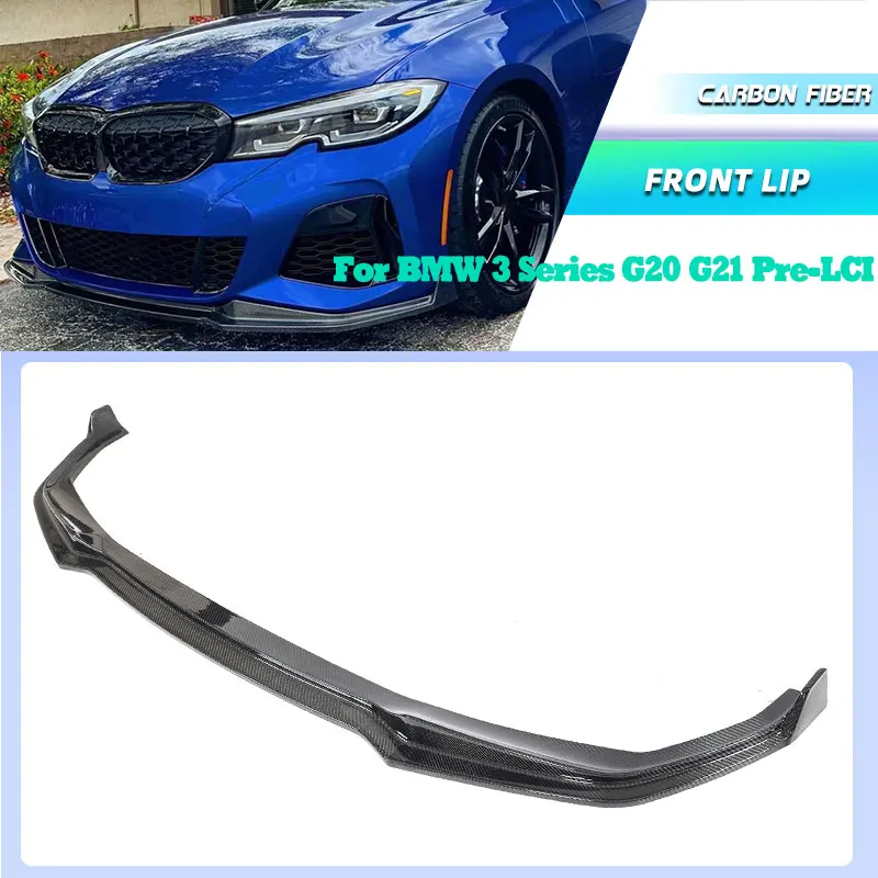 

Автомобильный передний бампер из углеродного волокна, спойлер для BMW 3 серии G20 G21 Pre-LCI M340i 330i Sedan 2019-2022, фартук для подбородка, комплект кузова