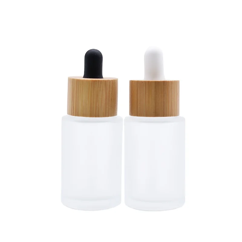 

Luxury Cosmetic Packaging Serum Bamboo Cap Glass Oil Dropper Essential Oil Bottle 20ml 30ml 40ml 50ml 60ml 80ml 100ml 120ml