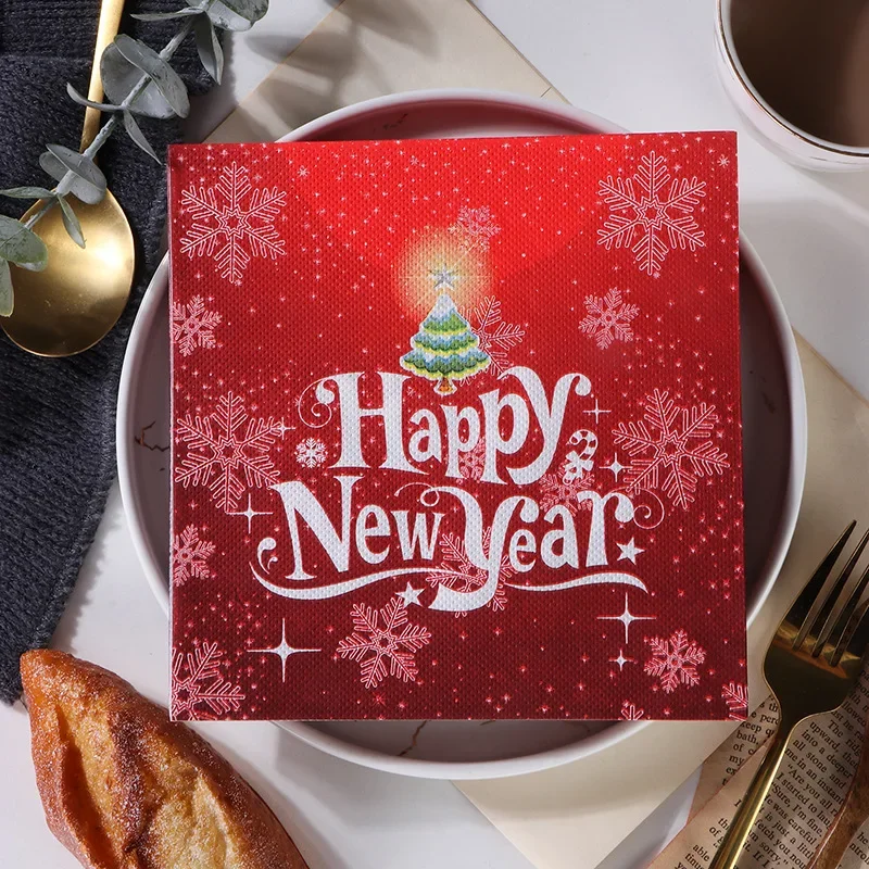 20pcs Snowflake Christmas Tree Atmosphere Napkins, Disposable Napkins for 2025 Christmas Party Gatherings