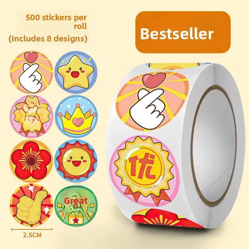 

Нетоксичные милые мультяшные поощрительные наклейки для детского сада, стикеры для поощрения детей, красные цветы, пятиконечные звезды, картинки с изображением пальцев