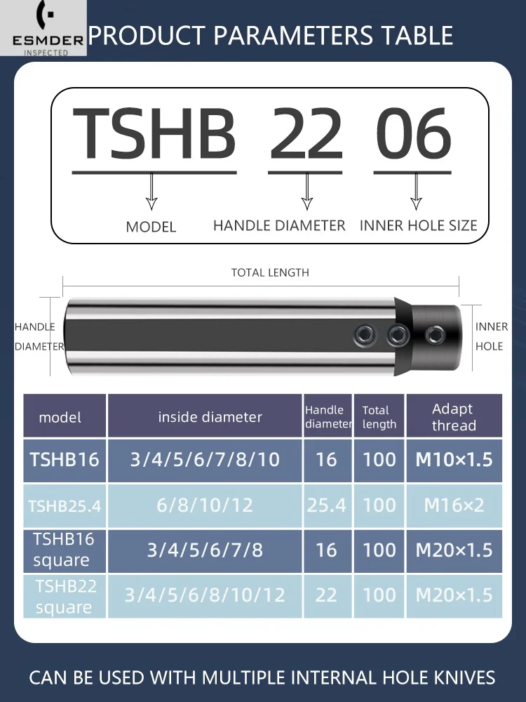 TSHB19.05 TSHB25.4 TSHB16 TSHB20 TSHB25 Внутреннее отверстие с маленьким отверстием Втулка ножа Токарный станок с ЧПУ Держатель расточного инструмента Круглая ручка TSHB