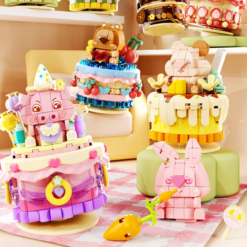

Moonlight Society Cute Pet Shake Mini Cake Building Blocks Small Particle Car Decor Educational Creative Toy Gift for Women