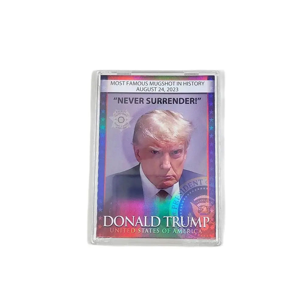 

Дональд Трамп, президент США, тюремное лицо, коллекционная карточка никогда не сдается, поклонники, коллекционный подарок