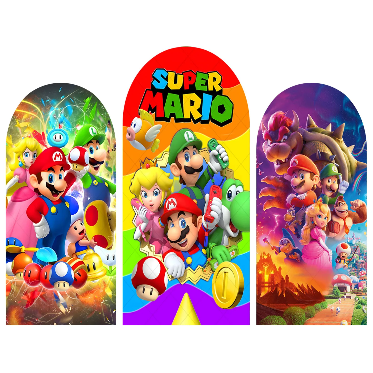 Arch Shape Cartoon Movie Super Running Bro Theme Background Birthday ...