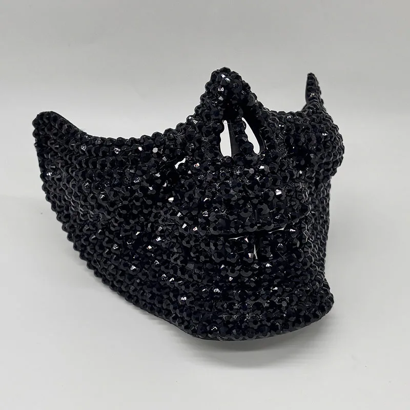 Rhinestone Half Skull Mask for Men Women Masquerade Party Cosplay Costume Accessory Ghost Face DJ Stage Crystal Bling Mask