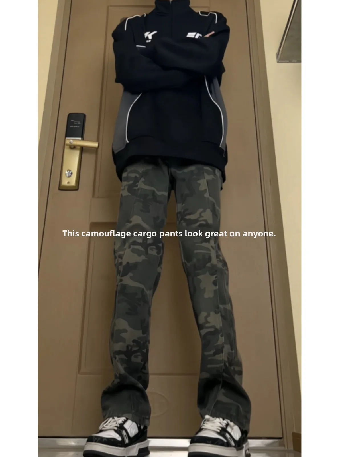 

Американские ретро-джинсы с камуфляжным принтом для мужчин, осенне-зимняя рабочая одежда в стиле лесоруба, модный бренд Haome Street Sle Slimming