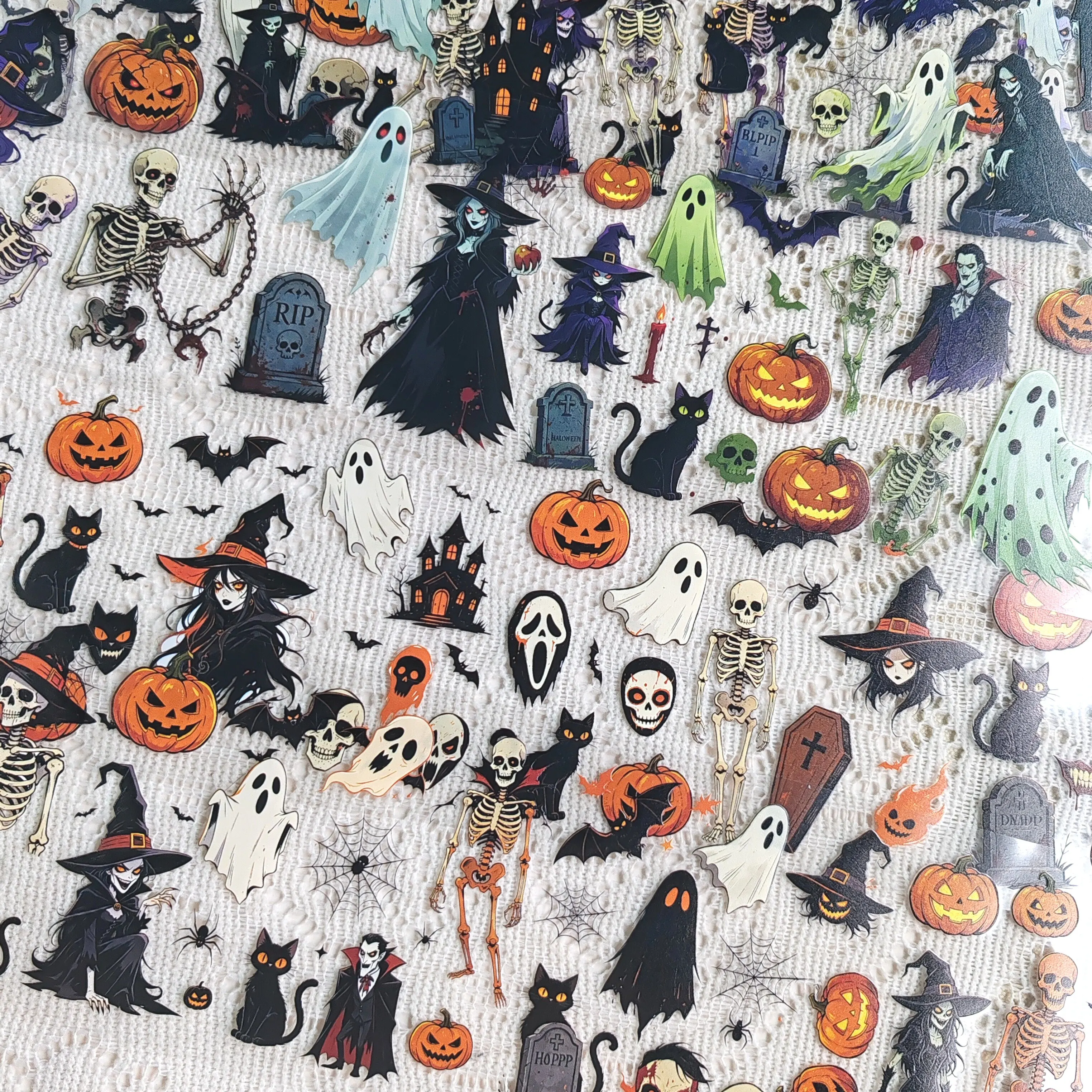 DIY Halloween Bat Spider Pumpkin Witch Skeleton Sticker Tape, Journaling Supply for Scrapbooking Collage Decor