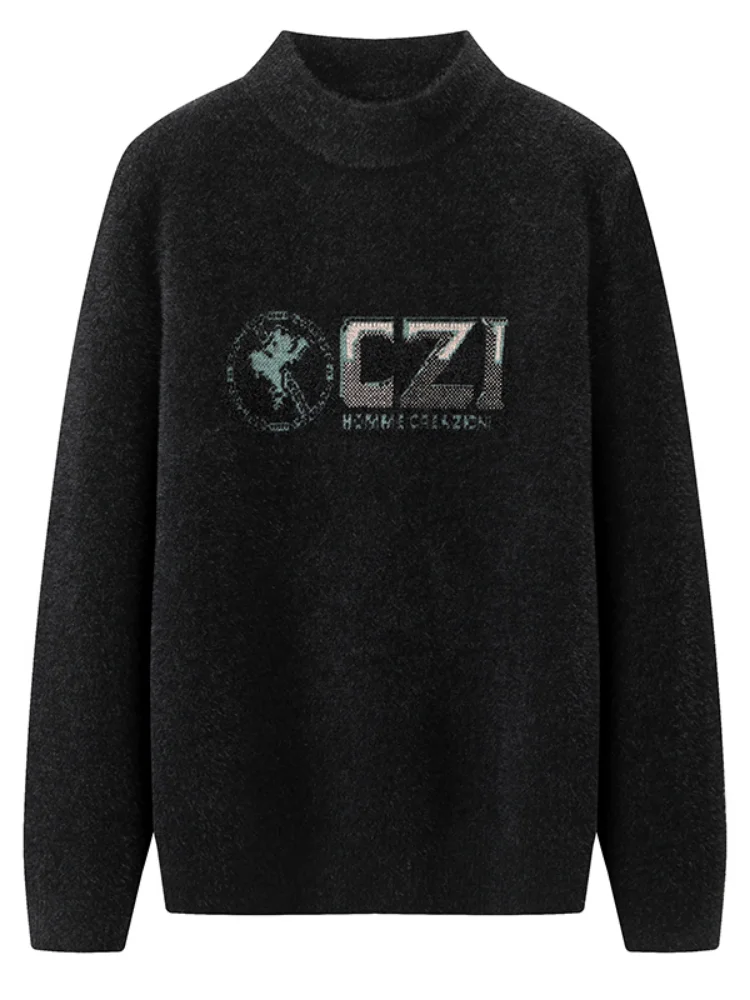 

Удобный мужской трикотажный свитер с полувысоким воротником, осенне-зимний стиль, повседневный модный молодежный стиль, с длинными рукавами