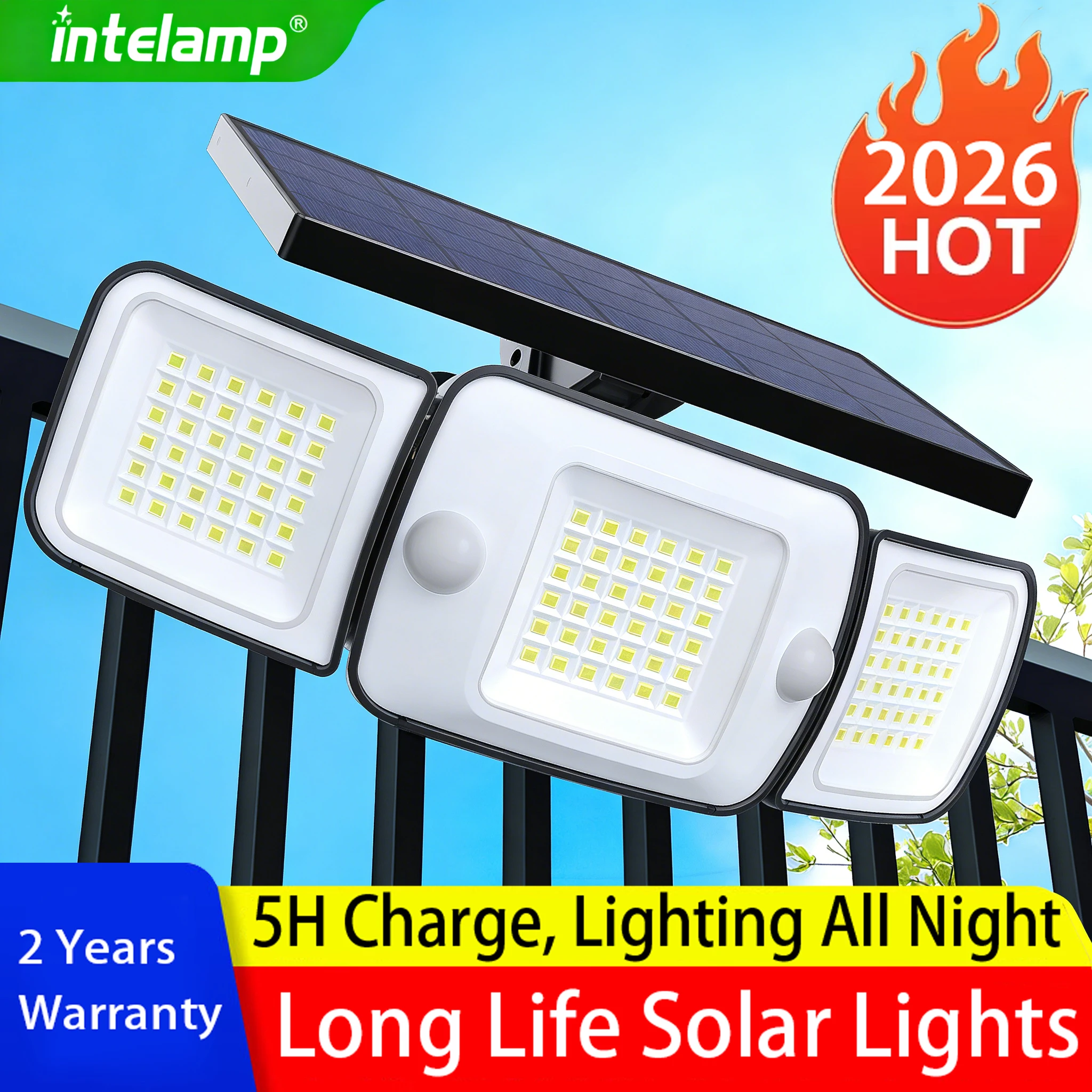 

2026 Powerful Solar Lights Outdoor Motion Sensor Super Bright Wall Lamp IP65 Waterproof Street Light for Garden Yard Path Garage