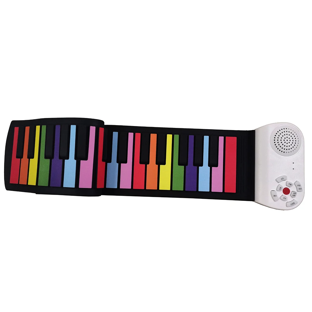 Hot selling 49 key roll up Flexible portable foldable Rainbow color rolled digital electronic keyboard piano