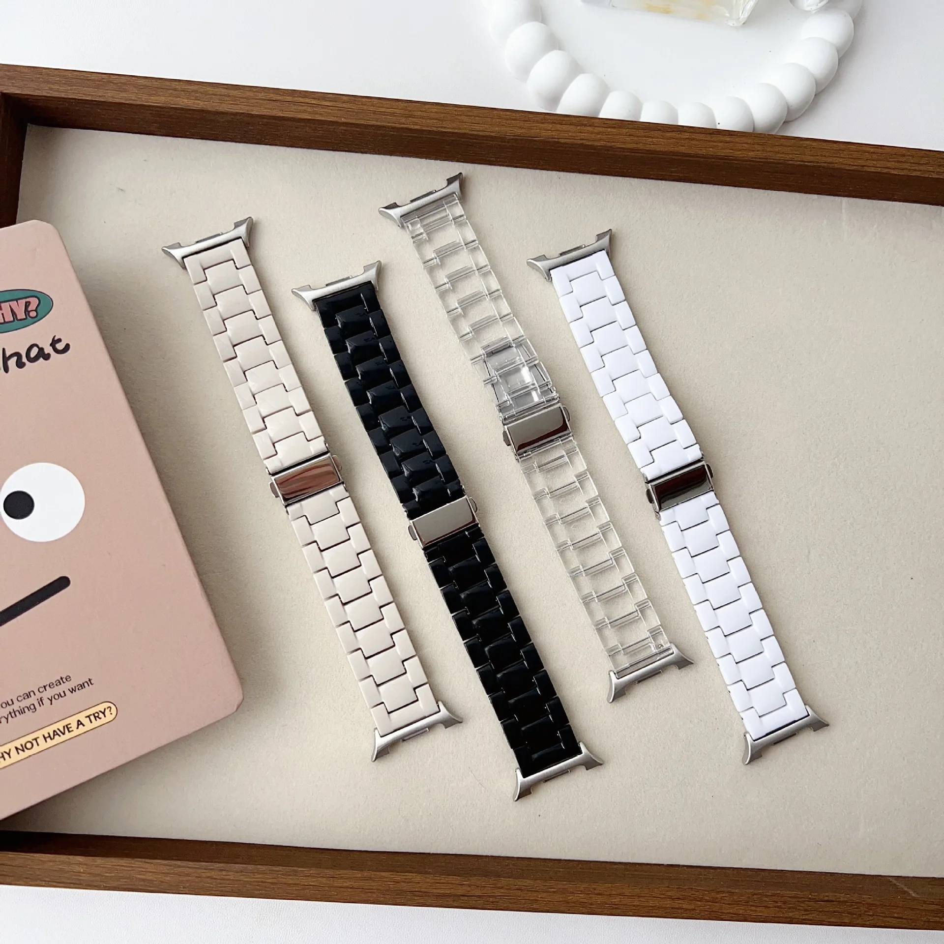 Stylish Resin Strap Suit for Samsung Galaxy Watch 8 Series/Ultra 47mm Three-bead Resin Solid Color Lightweight Strap