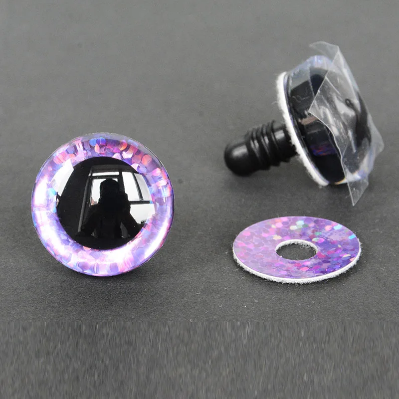 20 Stück 10 Farben 12–40 mm 3D-Glitzer-Augen mit Unterlegscheiben, Puppenherstellung, gefüllte Bastel-Häkel-Sicherheitsaugen zum Häkeln von Amigurumi – Detail 2