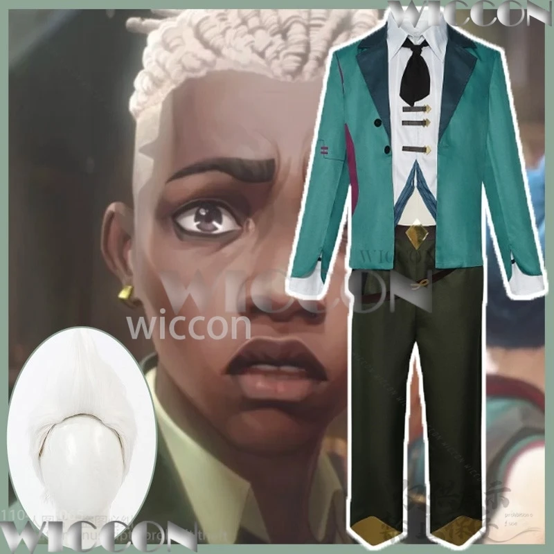 Ekko Cosplay Anime Game LOL Arcane S2 Costume Green Suit Uniform Top Pants Wigs For Man Halloween Christmas Party Customized