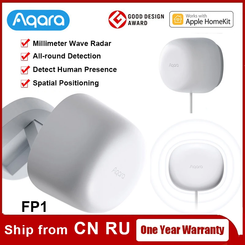 Aqara FP1 مستشعر الوجود البشري FP1 مستشعر جسم الإنسان الذكي موجود زيجبي 3.0 اتصال المنزل الذكي لتطبيق Aqara Home Homekit