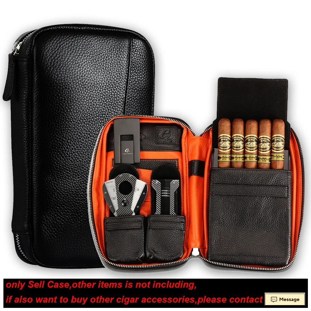 

GALINER Gadgets Real Genuine Leather Cigar Case Travel Cigar Humidor Box Portable Humidor Bag Cigar Box Fit 5 Cigars