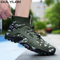 Men Quick Dry Shoes Slip On Hiking Upstream Wading Shoes Non-slip Mesh Breathable Water Sneakers High Top Climbing Footwear