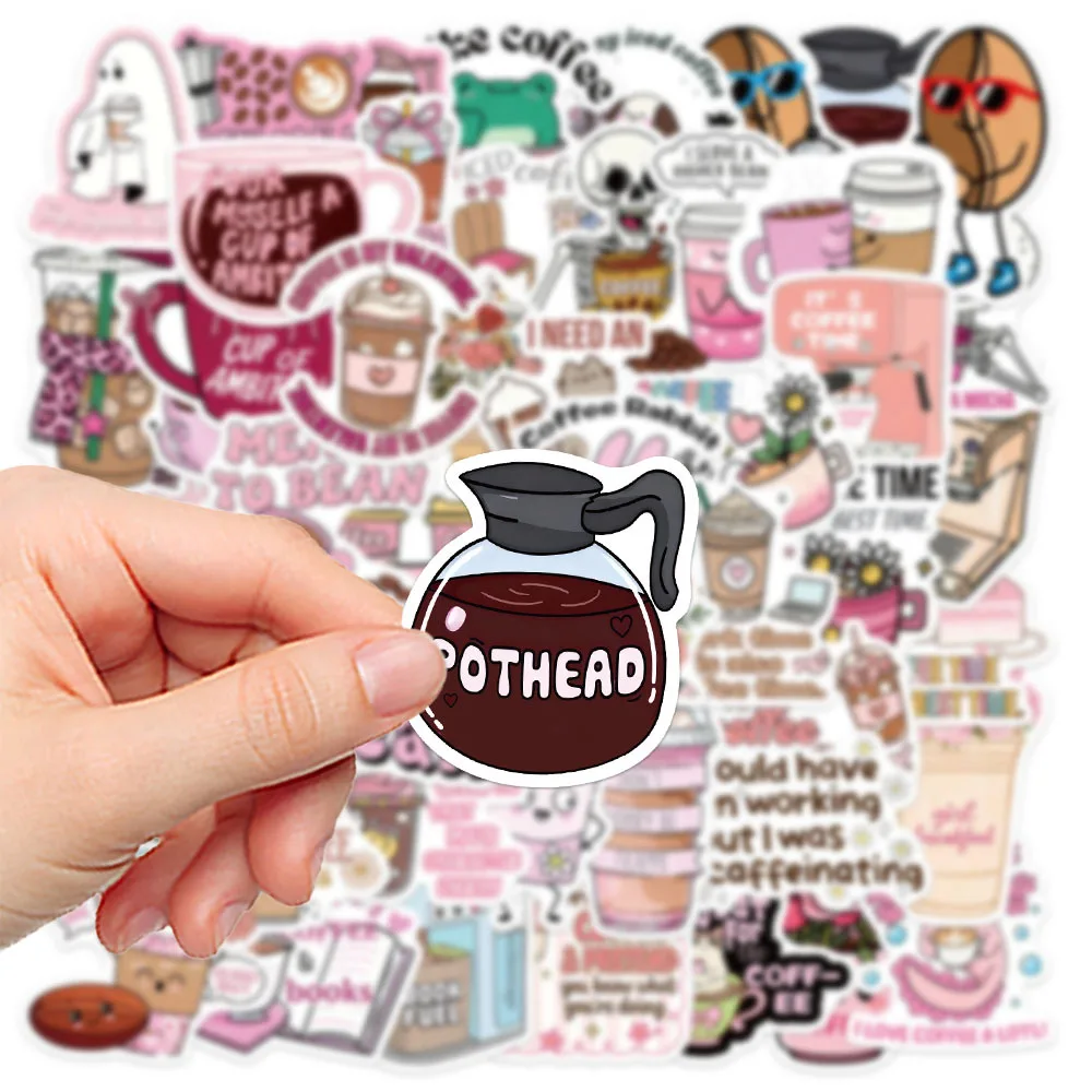50PCS Cartoon Lustige Kaffee Aufkleber DIY Telefon Laptop Gepäck Skateboard Graffiti Wasserdicht Aufkleber Spaß für Kinder Spielzeug Geschenke