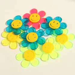 5pcs 40x36mm Cartoon Colorful Smile Face Charms fiore ciondolo abbellimento acrilico per tornante Scrapbooking accessori gioielli