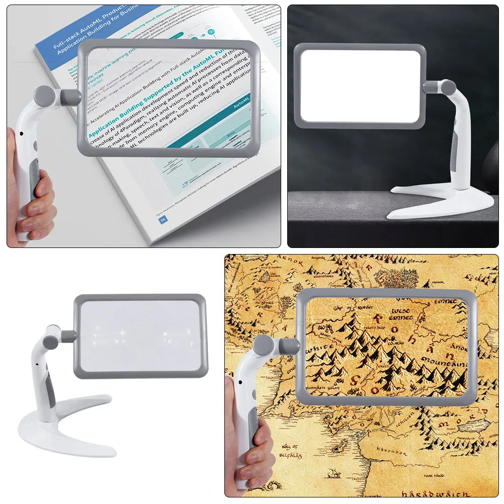 

Handheld Desktop LED Magnifier Adjustable Light Reading Book Magnifying Lens for Seniors Detailed Viewing Tool