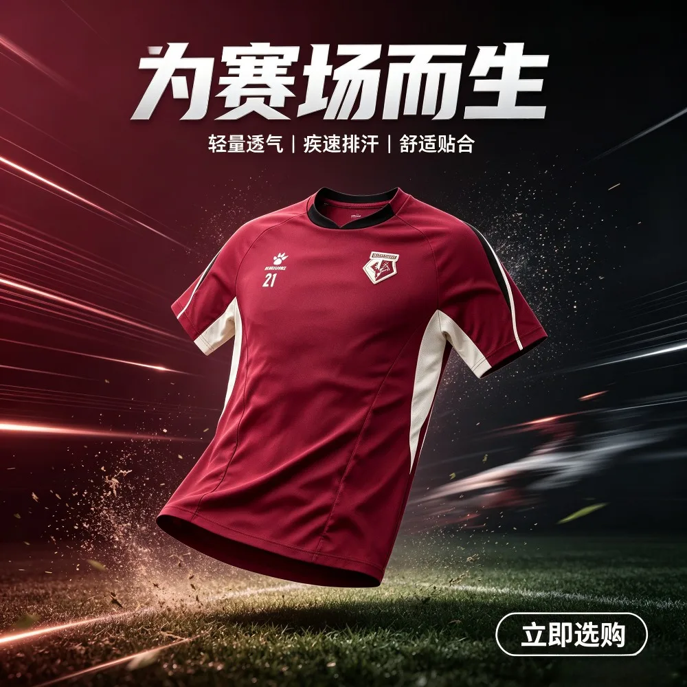 KELME Memorial Men's Breathable Round-Neck Short-SleeveT-Shirt Made with Lightweight Fabric Suitable for Wearing During Football