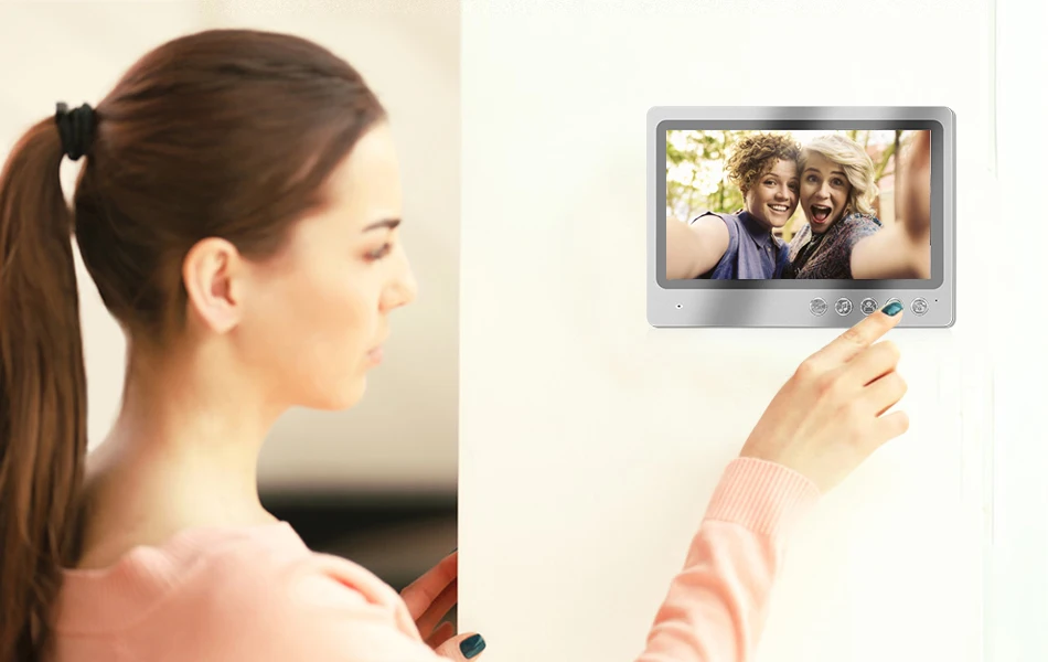 Layar IPS 9 Inci Bel Pintu IP WIFI Berkabel Kartu Rfid/Kontrol Akses Kata Sandi Interkom Telepon Pintu Video Penampil Lubang Intip Visual