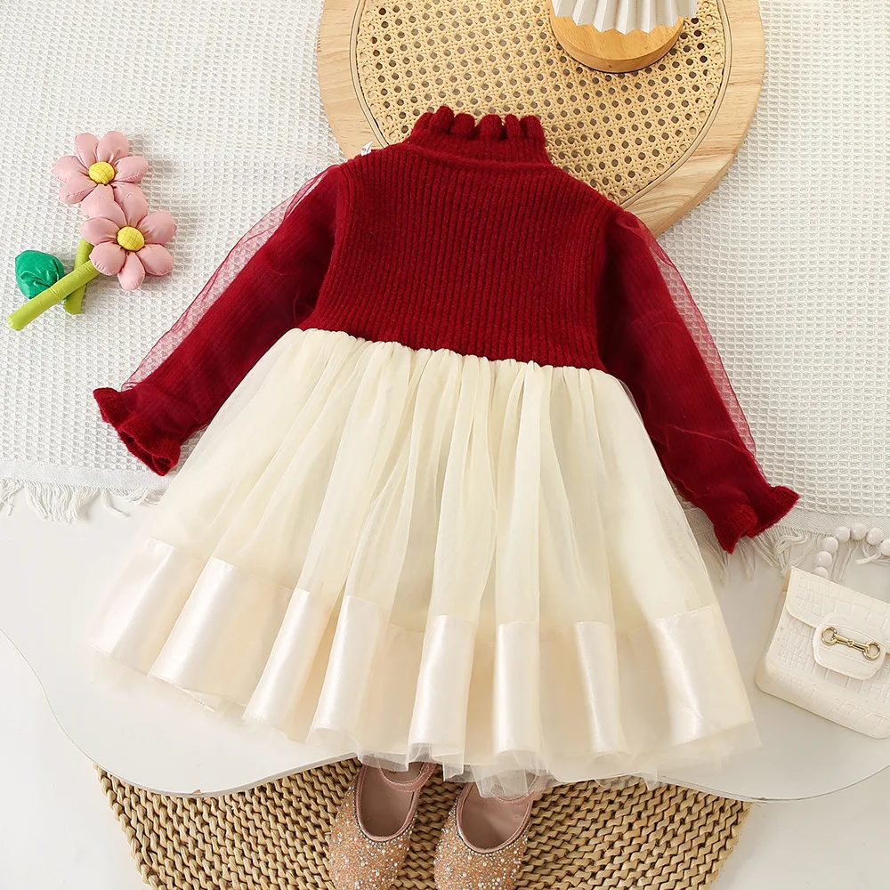Toddler girls knitted sweater princess dress winter autumn cute children clothing girl clothing lovely