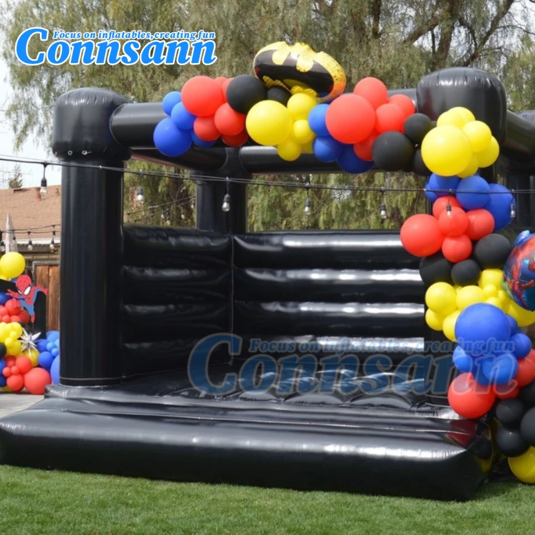 

Connsann 13x13ft Black Bounce House Commercial Grade ASTM Certified PVC Inflatable White Wedding Bouncy Castle Customization