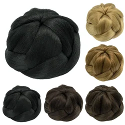 Synthetic Hair Dancer Braided Chignon Hair Buns Cover Donut Hairpieces Scrunchie Hair Bun Wig Updo on Wedding Party