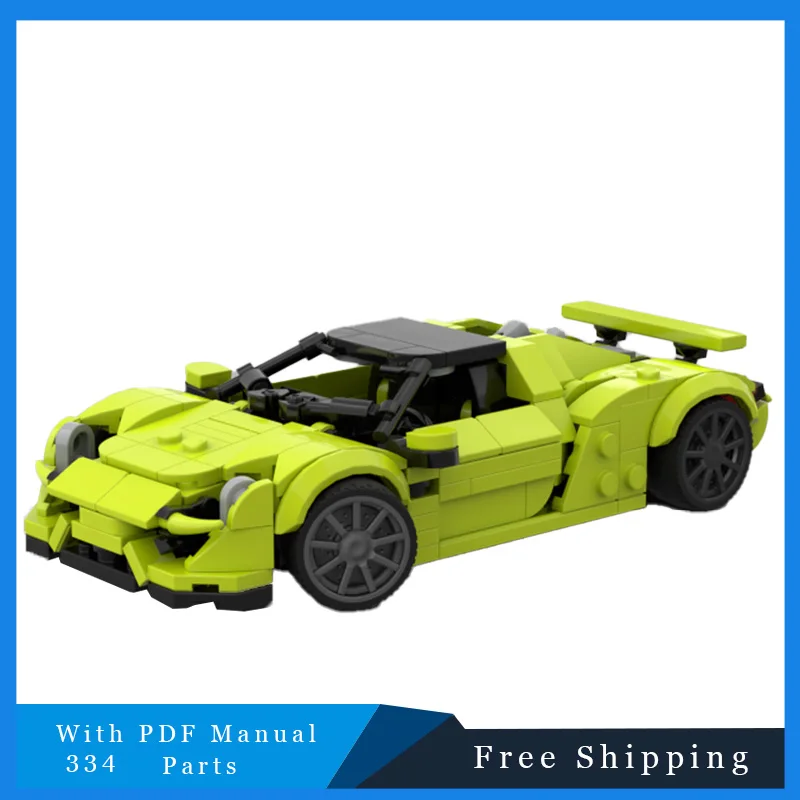 334 قطعة سيارة رياضية سرعة التفاح الأخضر وحدات اللبنات نموذج لتعليم الأطفال لتقوم بها بنفسك تجميع لعبة هدايا عيد الميلاد وأعياد الميلاد #4