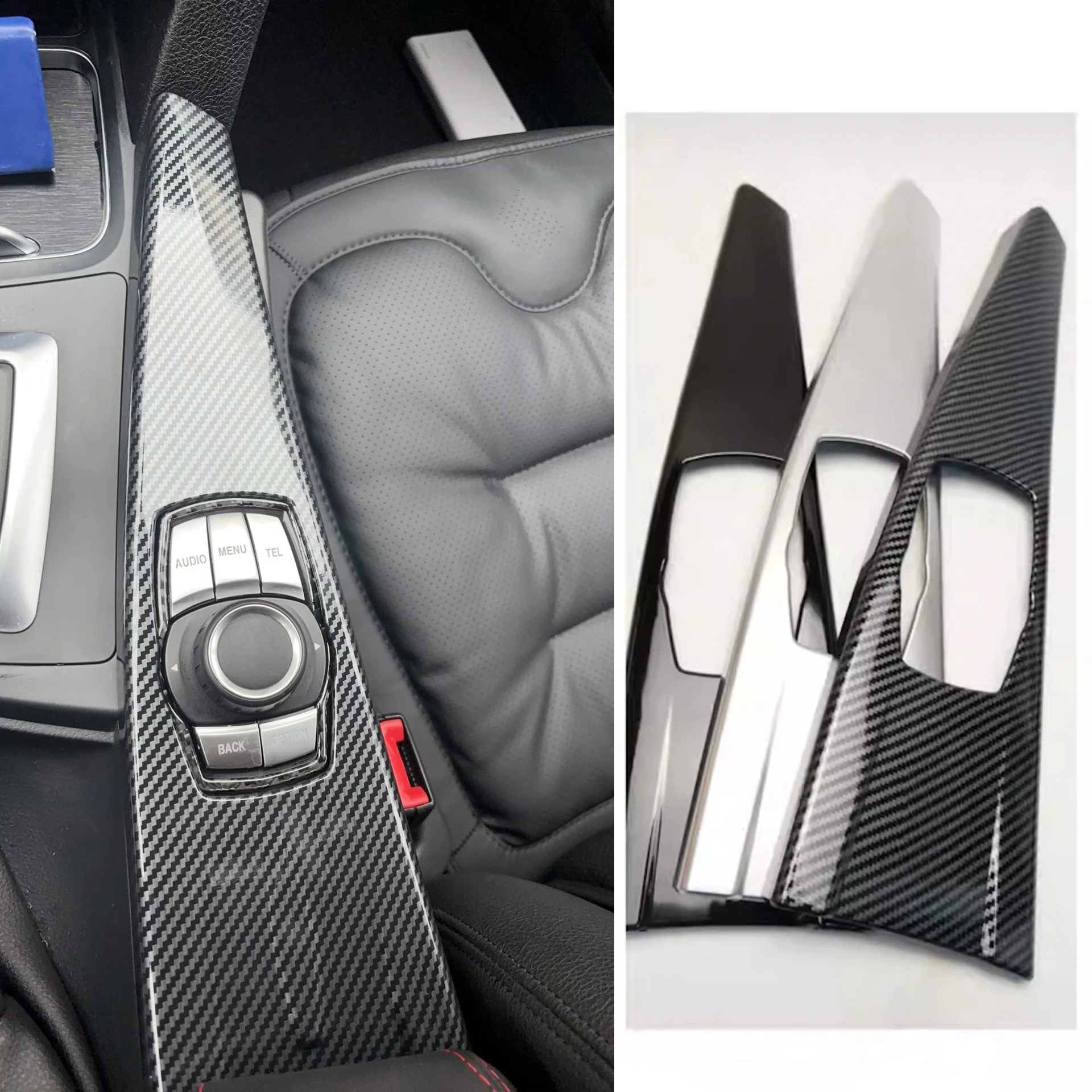 Image of Für BMW 3er 4er Serie F30 F31 F32 F36 3GT 320i Carbonfaser Auto Mittelkonsole Schalthebelblende Aufkleber Abdeckung Innendekoration