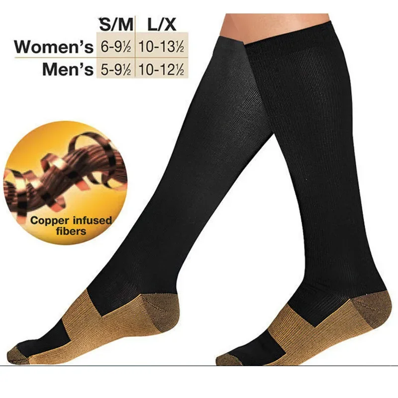 Anti-Fatigue Compression Socks Great for Travel Varicose Veins Women and Men's Miracle Copper Socks Leg Massager