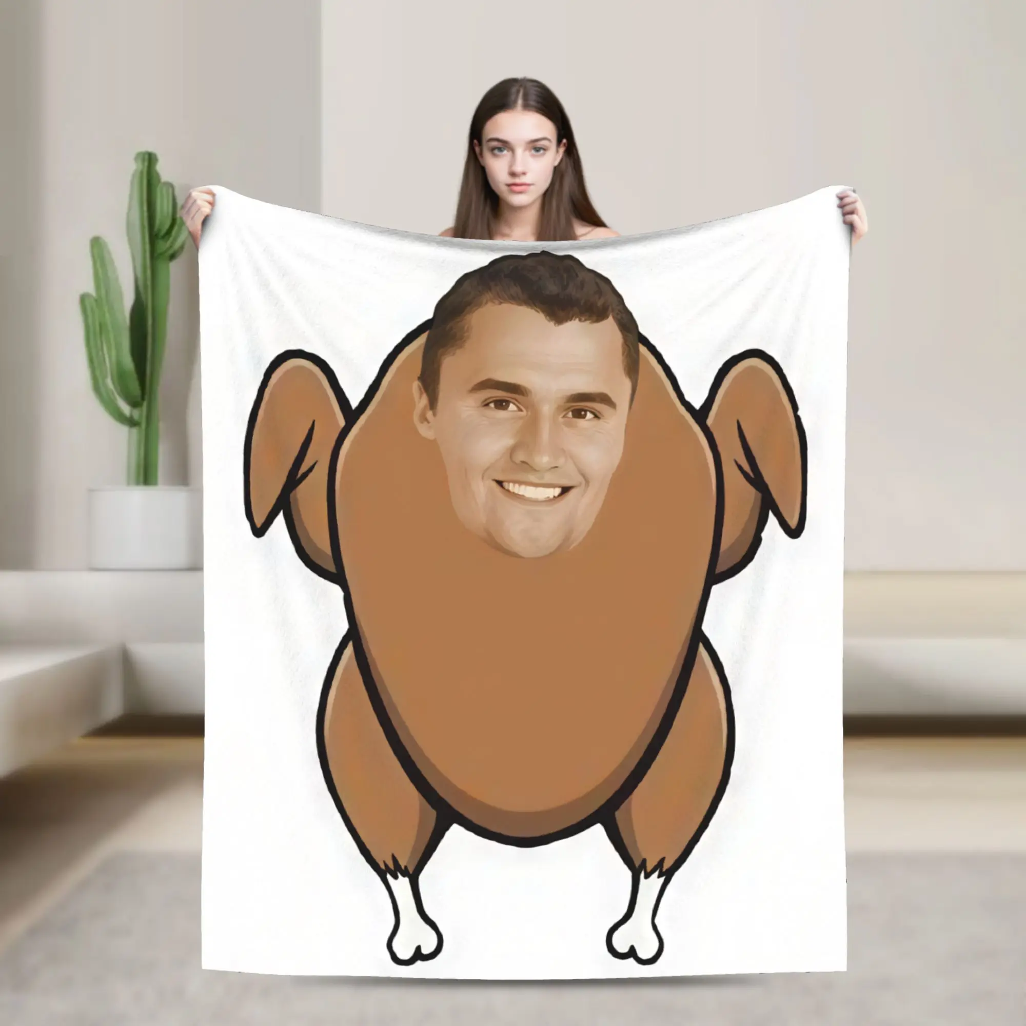Charlie Kirk Roast Chicken Cartoon Blankets Decorative Flannel Throw Blanket For Couch Chair Soft Design Quality Bedspread Gift