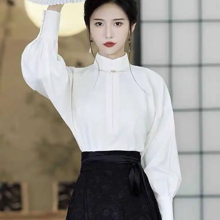 

Ele Chinese Sle Women's irt Inner Wear Top Matched with Tailed Skirt Autumn Winter New Faion Commute Sle Lo...